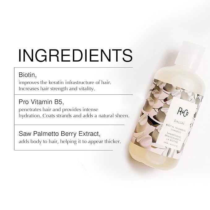 R+Co Dallas Biotin Hair Thickening Shampoo and Conditioner Set (8.5 Oz) + Deluxe Sample (.5 Oz) | For Hair Growth | Sulfate-Free | Vegan + Cruelty-Free |-VivaGrace Women