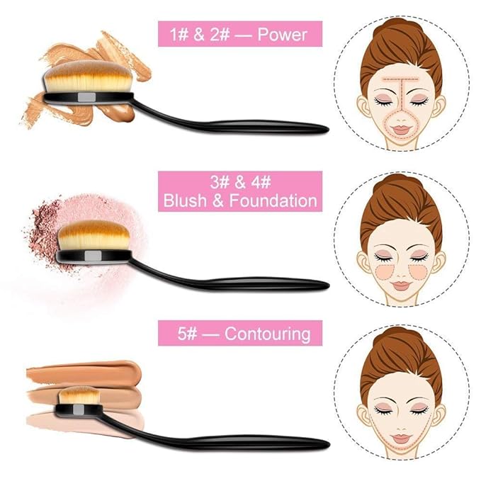 2 Sets Yoseng Oval Makeup Brushes 10 Fashionable Super Soft Professional Oval Toothbrush Foundation Contour Powder Blush Blending Brush Cosmetic Brushes Tool Set ink with Box Black（2 Pack）-VivaGrace Women