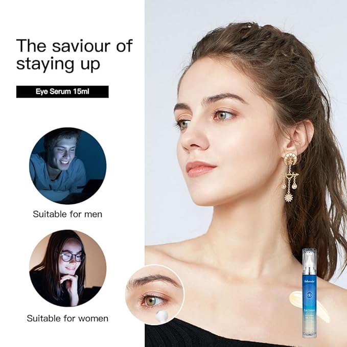 5% Caffeine Eye Serum Moisturizing, Under Eye Cream with 360° Massage Ball for Dark Circles and Puffiness, Hydrating Eye Cream Anti Aging for Bags Fine Lines (1PCS)-VivaGrace Women
