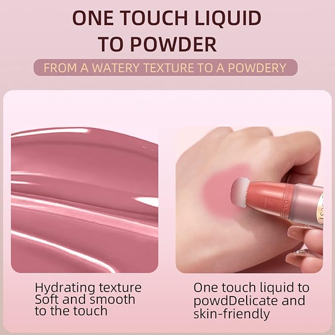Liquid Blush Beauty Wand Matte Cream Blush Stick with Soft Cushion Applicator For Natural Cheek Tint Blendable Lightweight Long Lasting Dewy Finish makeup blush for Face(03 Plum Wine)-VivaGrace Women