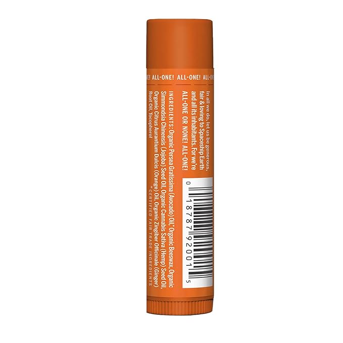 Dr. Bronner’s Organic Lip Balm 6-Pack (.15oz) Natural, Moisturizing, Petroleum-Free Lip Balm with Beeswax & Avocado Oil for Dry Lips, Men & Women - Orange Ginger-VivaGrace Women