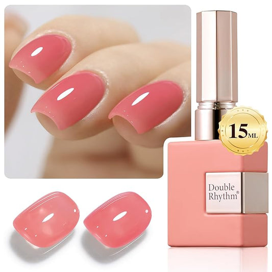 Double Rhythm 0.5Oz Translucent Gel Polish Sheer Neutral Natural Light Milky Same Color Same Bottle 15ML Jelly Gel Polish Art DIY at Home (Pink Rose-A1382)-VivaGrace Women