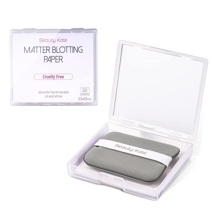 2 Pack Matter Blotting Paper for Oily Skin Total 100 Sheets with Mirror Case and Makeup Puff - Easy Dispensing Oil Blotting Sheets for Face,Makeup Friendly Oil Absorbing Sheets-VivaGrace Women