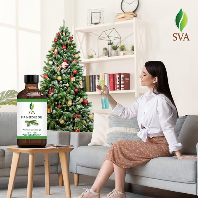 SVA Fir Needle Essential Oil – 4 Fl Oz – 100% Natural Fir Needle Oil - for Diffuser, Hair Care, Face, Skin Care, Aromatherapy, Scalp and Body Massage, Soap and Candle Making – with Dropper-VivaGrace Women