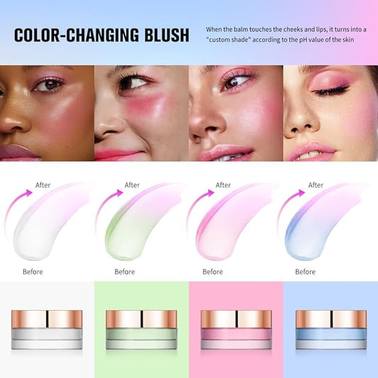 Color Change Blush Clear Liquid Blush Cream Moisturizing Blusher Halo dyeing naturally Blush Rouge Multi-use Makeup Cream For Cheeks Face Lips Waterproof Blush Gel Lip Oil (#1)-VivaGrace Women