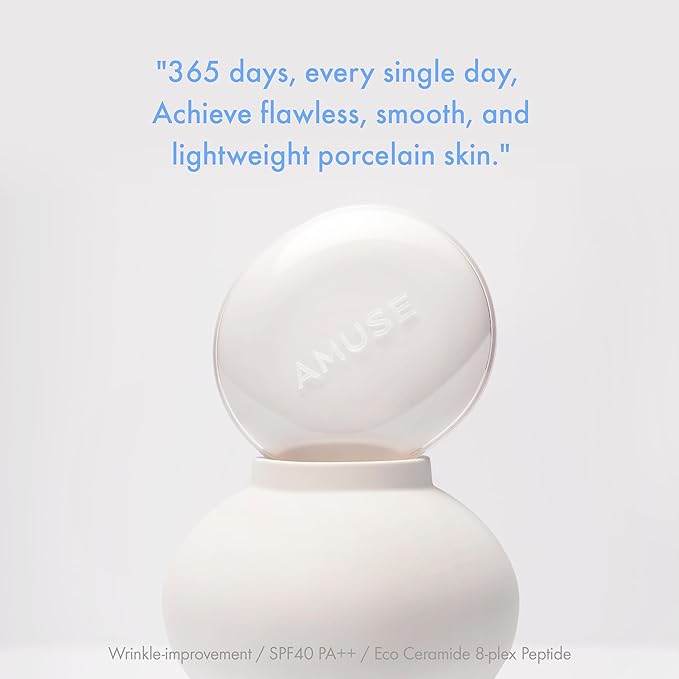 Amuse SEOUL Ceramic Skin Perfector Cushion Foundation 02 HEALTHY | Long-lasting, Lightweight, Semi-matte, Flawless Coverage, Hypoallergenic, Vegan, Korean Beauty (15g / 0.52oz.)-VivaGrace Women