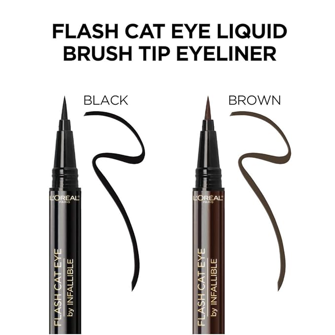 L'Oreal Paris Makeup Infallible Flash Cat Eye Waterproof Liquid Eyeliner, Black, 0.44 oz.