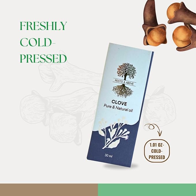 Roots & Above Clove Essential Oil 1.01 oz/30ml Pure Natural Cold-Pressed Oils for Skin, Hair, Massage, Diffusers, Humidifiers, DIY Beauty, Home Candle Making & Self-Care-VivaGrace Women