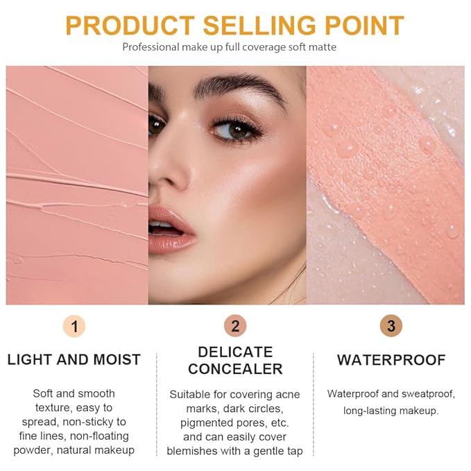 Kaely 2Pcs Pot Concealer Full Coverage Set,under Eye Brightener Concealer for Conceals Dark Circles,Waterproof Foundation Face Makeup Brush Kit,Color Correcting Concealer,05+06-VivaGrace Women