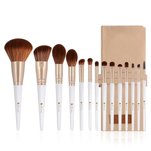 DUcare Makeup Brushes with Bag - 14Pcs Professional Synthetic Make Up Brushes Set for Blush Concealer Foundation Bronzer Powder Eyebrow Contour Eyeshadow Blending Makeup Brush Set Mekaup bag, White-VivaGrace Women