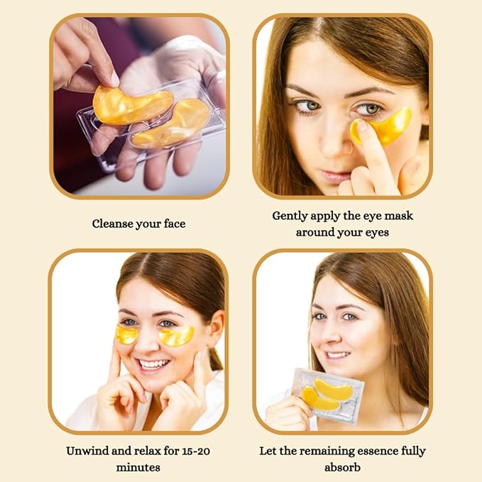 Under Eye Patches for Dark Circles and Puffy Eyes (20 Pairs) 24K Gold Gel Eye Masks Skincare, Vegan and Cruelty Free, Dry & Fine Lines, Eye Bags, Wrinkles, Hydrating, Soothing by GENDA-VivaGrace Women