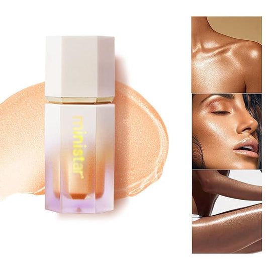 Liquid Highlighter Makeup, Long Lasting Liquid Luminizer for Glowing Skin Waterproof Smooth Glitter Highlight Face Illuminator Cream Contour Stick Body Shimmer Liquid Bronzer (#02 STARLIGHT)-VivaGrace Women