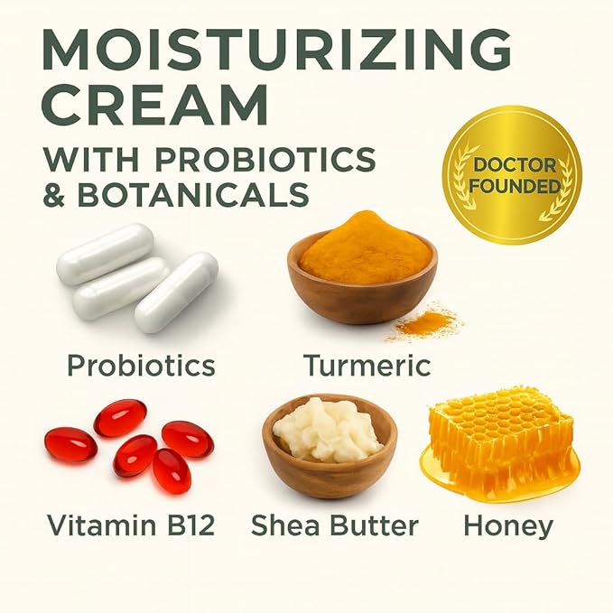 Yobee Body & Face Cream for Dry, Itchy Skin | Dermatologist Formulated | Probiotics, Honey, Turmeric, Vitamins B12 & E, Ceramides, Shea Butter | Fragrance Free | For Kids & Adults | Soothe Eczema-VivaGrace Women