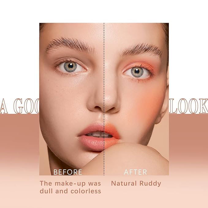 Cream Blush Stick for Cheeks Makeup, Waterproof Face Blush Stick Multi-Use Lip and Cheek Tint, Matte Finish Easy to Blend Lightweight Natural Cream Blusher Makeup for All Skin Tones-Orange-VivaGrace Women