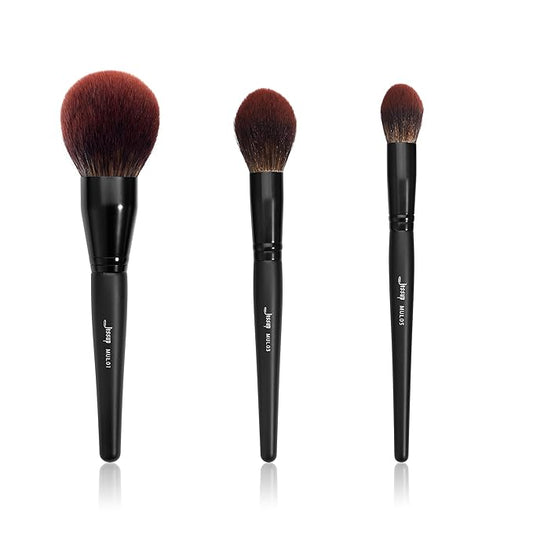 Jessup Large Face Makeup Brushes 3pcs, Premium Synthetic Powder Contour Highlighter Brush, Phantom Black T274-VivaGrace Women