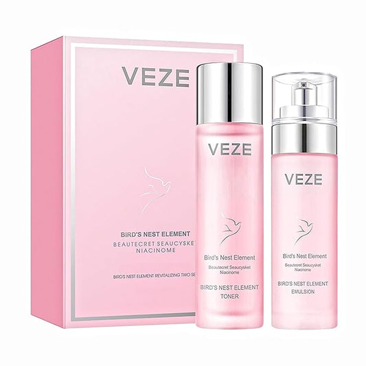 VENZEN Bird's Nest Element Beautecret Seaucysket Niacinome Set Moisturizing Body Face Hand Skincare Delicate Hydration Toner Emulsion 2Pcs Gift Box-VivaGrace Women