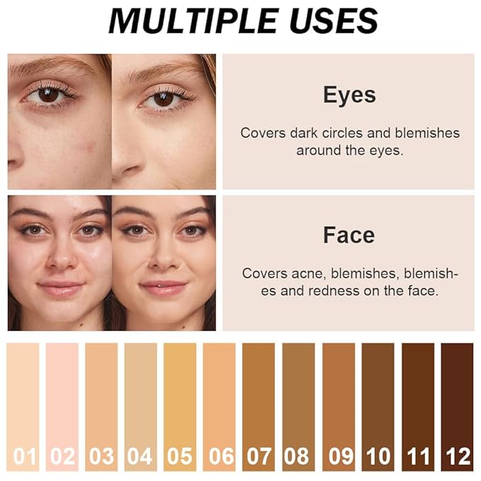 Kaely Cream Pot Concealer Full Coverage Set,Conceal Brighten Dark Circles,under Eye Brightener Color Correcting Concealer,Waterproof Foundation Palette with Brush,corrector de ojeras,Vegan Makeup,03-VivaGrace Women