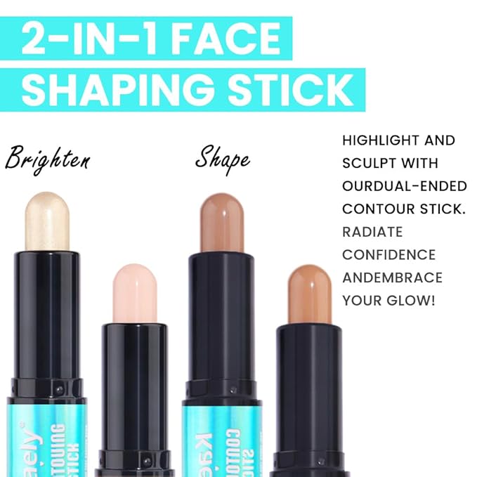 evpct 2in1 Face Shaping & Contouring Stick Cream Contour Concealer Bronzer Stick Makeup Kit for Face Highlighter Makeup Stick contorno maquillaje de maquillaje, NEW Universal Light + ORIGINAL Medium-VivaGrace Women