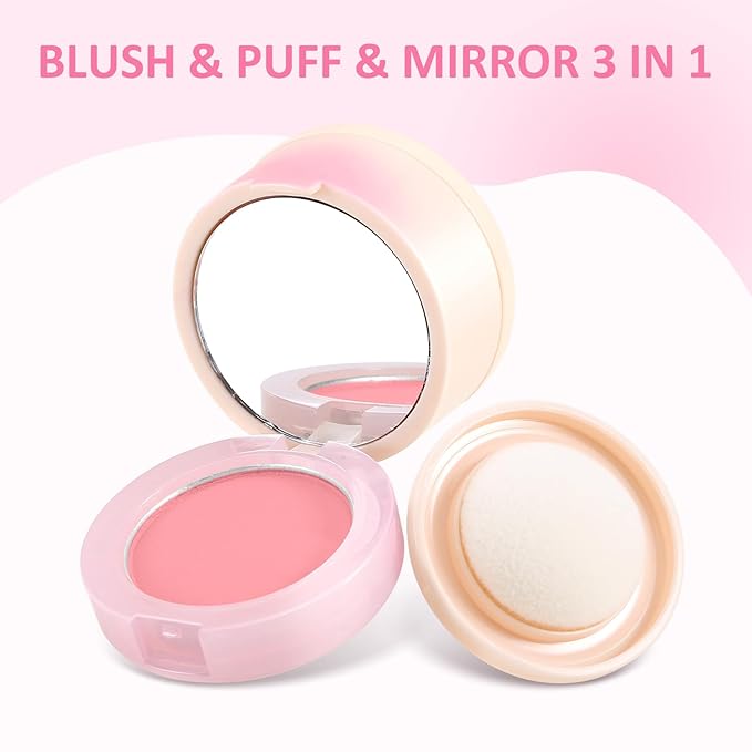 Boobeen Blush Compact for Face, Matte Powder Blush for Cheeks Powder Palette, Nude Light Blush with Puff, Blusher Makeup for a Radiant, Natural Glowing-VivaGrace Women