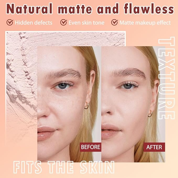 Oil Control Face Pressed Powder, Matte powder setting powder, long-lasting and waterproof loose powder, Flawless Lightweight Face Cosmetics, Cruelty-free, (02, 1 Pcs)-VivaGrace Women