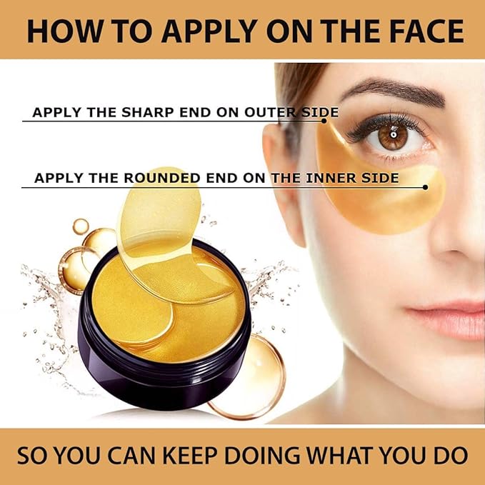 Under Eye Mask Patches Collagen, Gold Eye Patches for Puffy Eyes, 24K Gold Eye Mask, Under Eye Gel Pads, Eye Masks for Dark Circles, Puffiness Treatment Eye Masks Skincare-VivaGrace Women