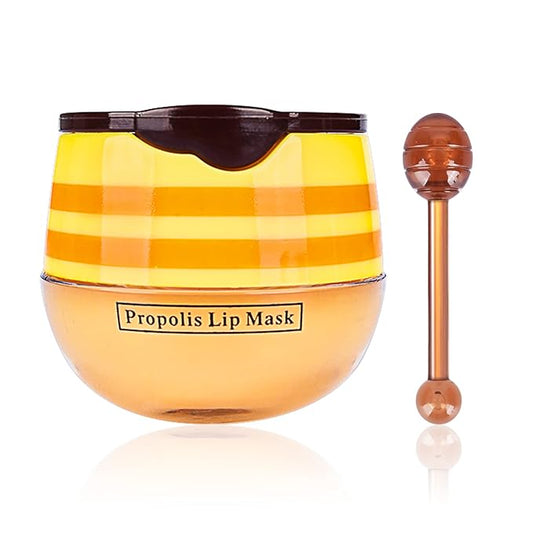 Honey Lip Balm Pot, Honey Lip Sleeping Mask Overnight 24HR Repair Lip, Moisturizing Lip Mask Honey Lip Balm Pot with Wand Hydrate Nourish Prevent Chapped Lips Lip Scrubs Exfoliator-VivaGrace Women