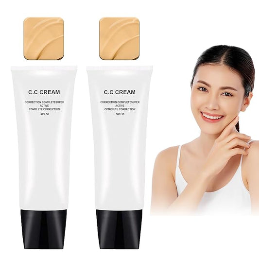 NOISSUE Cc Cream Skin Tone Adjusting CC Cream SPF 50, Face Sunscreen and Foundation, Colour Correcting Self Adjusting Soft Moisturizing Skin Tone Gel Invisible Pore Light Oil-Free (2pcs-Natural)-VivaGrace Women