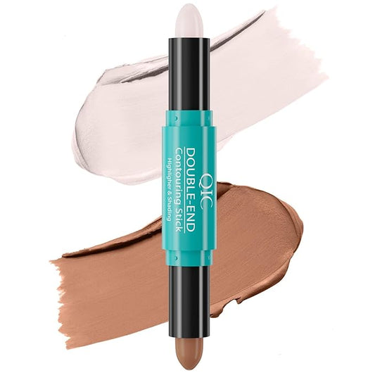 MEICOLY 2-in-1 Highlighter Contour Stick,Cool Toned Contour Stick,Makeup Highlighter Stick,Long Lasting Waterproof Bronzer Contour Pencil,Travel Cream Face Shaping Stick,01-VivaGrace Women