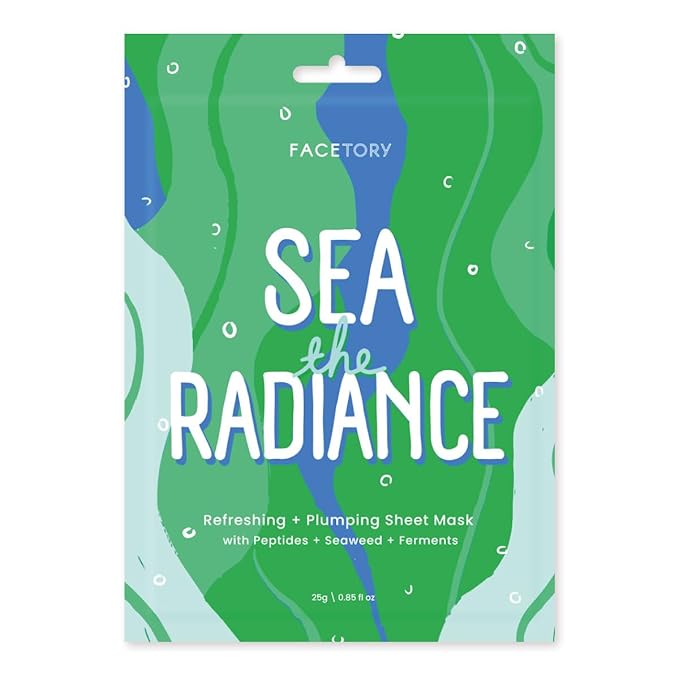 FACETORY K Beauty Face Mask Skin Care - SEA THE RADIANCE PLUMPING Sheet Mask with Peptides & Seaweed Extract | Hydrates, Firms, Rejuvenates (5 Pack)-VivaGrace Women