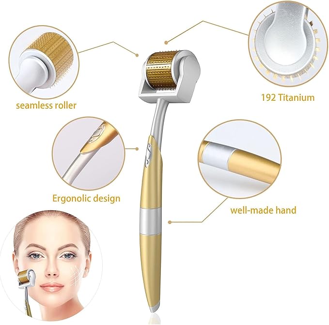 Derma Roller Real Needle, 192 Titanium Microneedle Roller Face Body for Home Use - includes Storage Case-VivaGrace Women