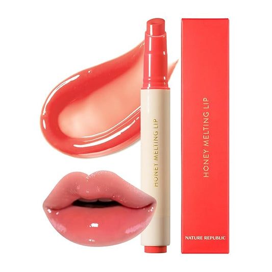 Nature Republic HONEY MELTING LIP (10 PEACH) SOFT LIP STICK, Hydrating Gloss, Moisturizing balms, Sheer tint, Shine & Glowy Finish, korean make up-VivaGrace Women