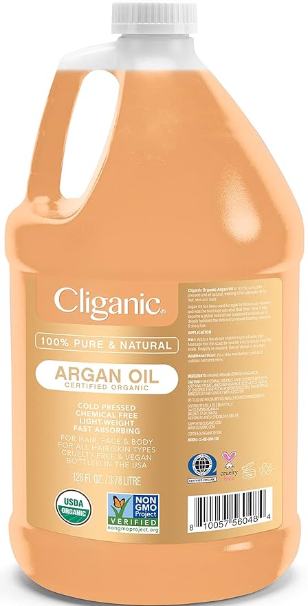 Cliganic Organic Argan Oil Bulk, Gallon Size 128oz, 100% Pure, Non-GMO-VivaGrace Women