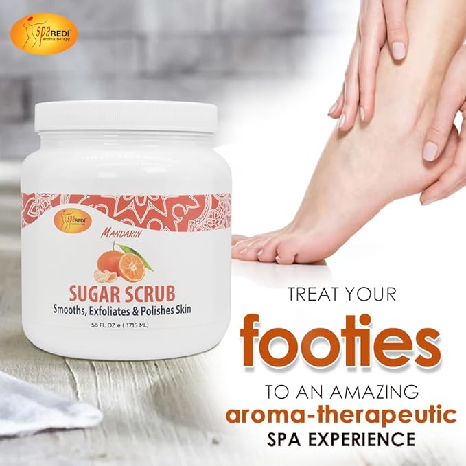 SPA REDI Sugar Scrub - Exfoliating, Moisturizing, Hydrating and Nourishing, Glow, Polish, Smooth and Fresh Skin - Body Exfoliator, Mandarin - 58 Oz-VivaGrace Women