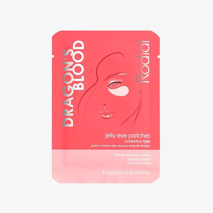 Rodial Dragon's Blood Jelly Eye Patches (4 Sachets), Elisticity and Firmness, Hyaluronic acid and Dragon's Blood for Plumping and Deep Hydration, Makeup Prep-VivaGrace Women