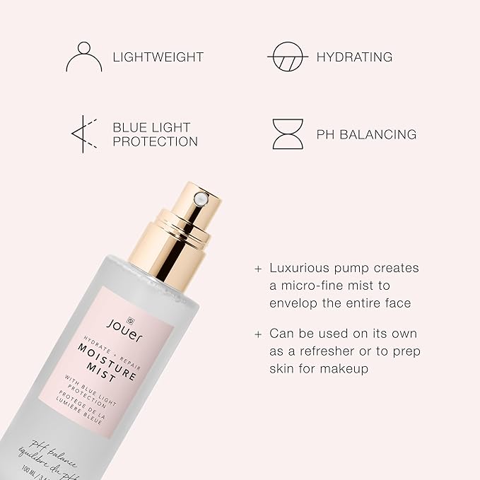 Jouer Hydrate & Repair Moisture Mist with Blue Light Protection, 100ml - Face Spray Mist Hydrating - Makeup Refreshing Mist - Vegan Friendly - Paraben, Gluten, Cruelty & Talc Free-VivaGrace Women