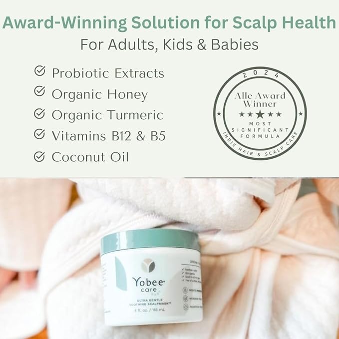 Yobee Ultra Gentle Soothing Scalp Mask - Dry Scalp Treatment Hair Mask Safe For Sensitive Baby Skin - Probiotic Infused - For Sensitive Scalp & Cradle Cap - For Babies, 4 fl oz-VivaGrace Women