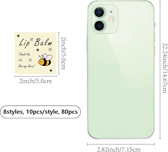 CRASPIRE 80Pcs 8 Styles Labels for Lip Balm Coated Paper Paster Honey Bee Square Tubes Lip Balm Labels Stickers Natural Homemade Self-Adhesive Stickers Logo for Containers Cosmetics Lipsticks-VivaGrace Women