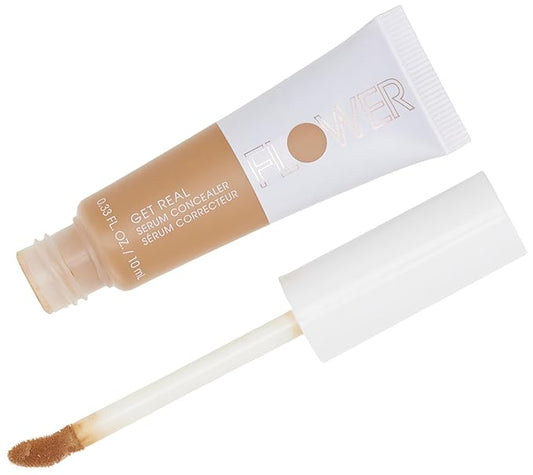FLOWER BEAUTY By Drew Barrymore Get Real Serum Concealer - Brightens Skin + Blurs Blemishes - Hydrating Serum- Medium Deep-VivaGrace Women