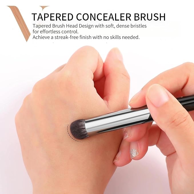 DUcare Tapered Small Concealer Brush Under Eye, Nose Contour Brush Mini Makeup Brushes Ideal for Liquid, Cream, and Powder Concealer(V03)-VivaGrace Women