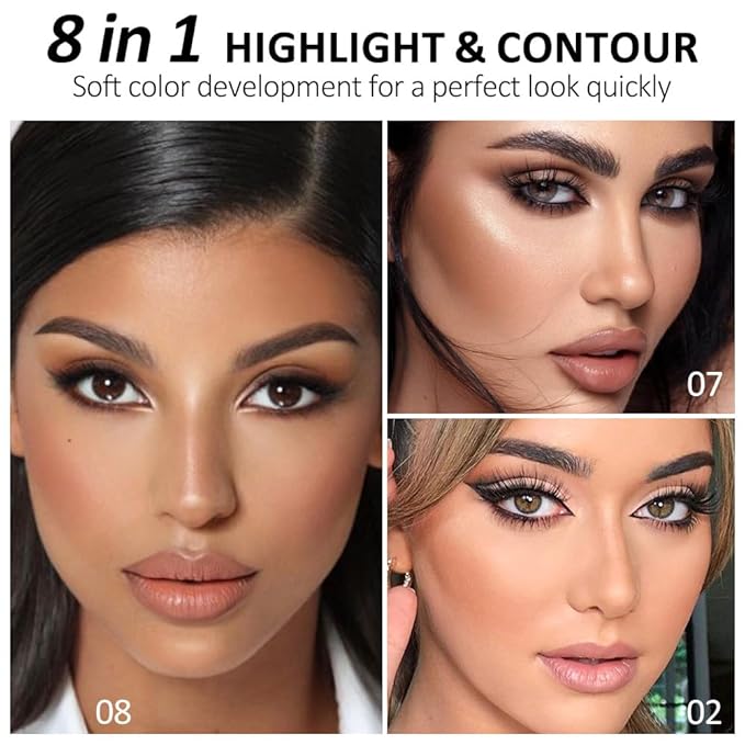 Professional Light to Medium to Dark Color Correcting Cream Contour Concealer Highlight Palette, Full Coverage Makeup Palet for Correct Dark Circles, Red Mark, Scar, etc,Waterproof-8A-VivaGrace Women