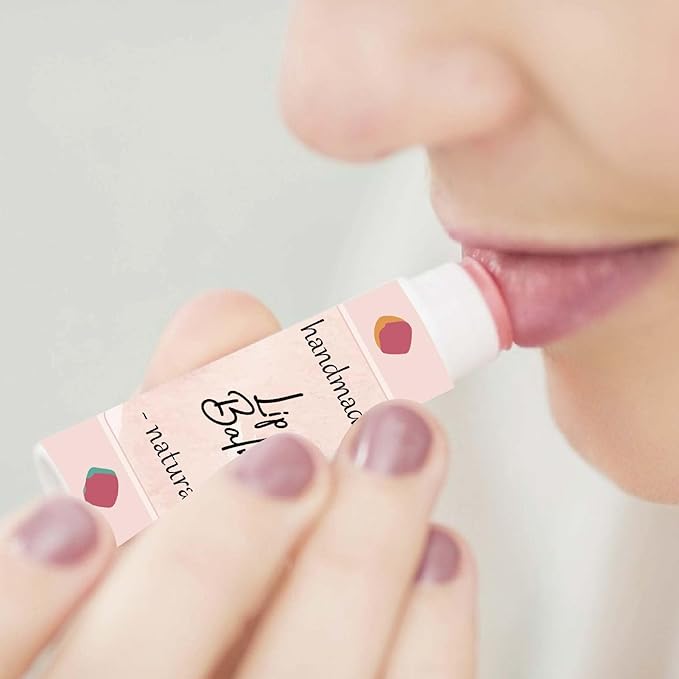 CRASPIRE 80Pcs 8 Styles Lip Balm Sticker Flower Background Self-Adhesive Homemade Lip Balm Labels Vintage Square DIY Heart Label Stickers for Lip Balm Containers Cosmetics Lipsticks-VivaGrace Women