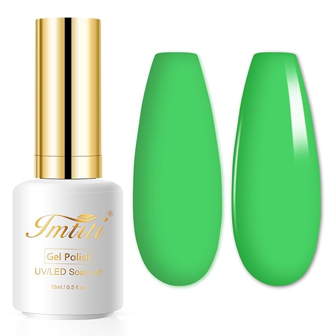 Imtiti Gel Nail Polish, 1Pcs 15ml Neon Green Color Gel Polish Soak Off LED Nail Polish Gel Nail Art Design Manicure Salon DIY at Home Holiday Gift