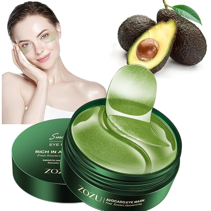 Eye Mask 60 Pcs, Under Eye Patches for Dark Circles and Puffiness, Lighten Fine Lines and Eye Bags,Water Replenishing Eye Treatment Mask (Avocado Eye Mask)-VivaGrace Women