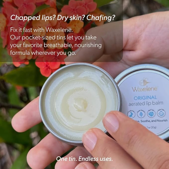 Waxelene Original Aerated Lip Balm Tin, Best Lip Balm Ever Organic Calming Multipurpose Ointment Baby Eczema Dry Sensitive Skin Body Face Moisturizer-VivaGrace Women