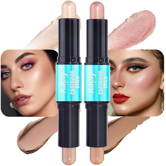 evpct 2in1 Face Shaping & Contouring Stick Cream Contour Concealer Bronzer Stick Makeup Kit for Beginner Face Highlighter Makeup Stick contorno maquillaje de maquillaje, NEW Fair + NEW Light Medium-VivaGrace Women