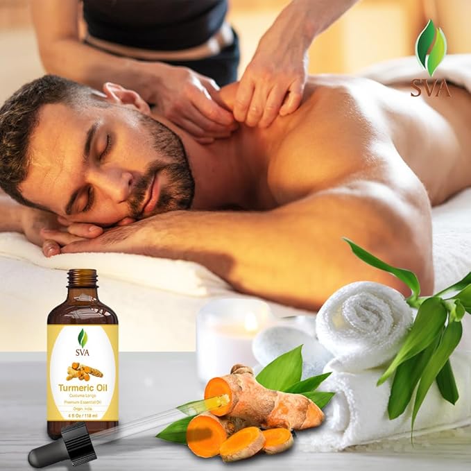 SVA Turmeric Essential Oil – 4 Fl Oz – 100% Natural Turmeric Oil - for Diffuser, Hair Care, Face, Skin Care, Aromatherapy, Scalp and Body Massage, Soap and Candle Making – with Dropper-VivaGrace Women