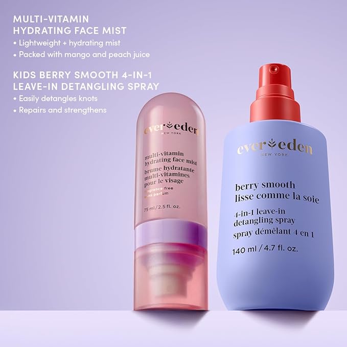 Evereden Kids Multi-Vitamin Hydrating Face Mist | Nourishing Face Spray, Preppy Skincare Essential for Ages 6+ | Clean Formula Safe for Sensitive Skin | Multi-Vitamin Complex, Peach & Mango Juice-VivaGrace Women