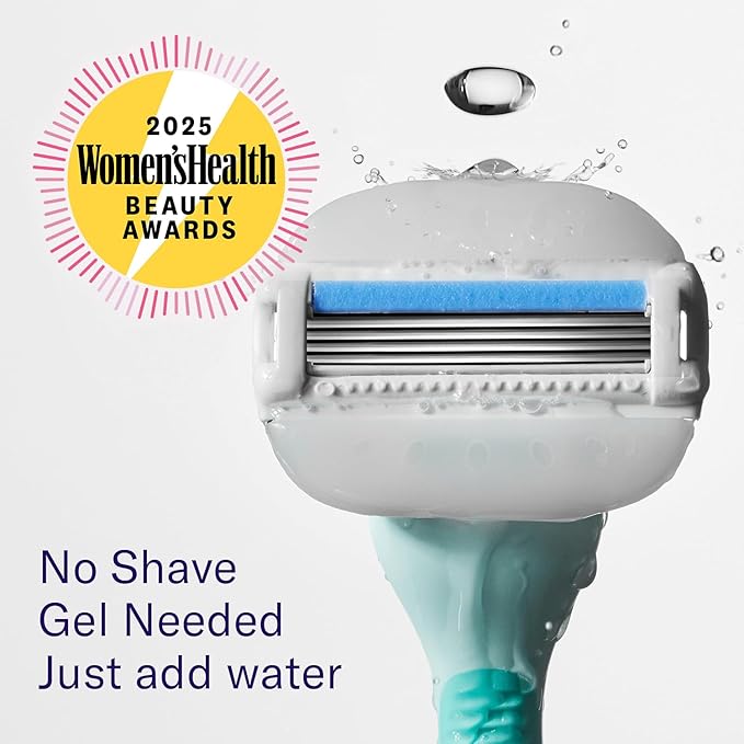 Flamingo Moisture Plus Women's Razor Set - Razor Handle, 4 Blade Refills, Shower Holder - Seafoam-VivaGrace Women