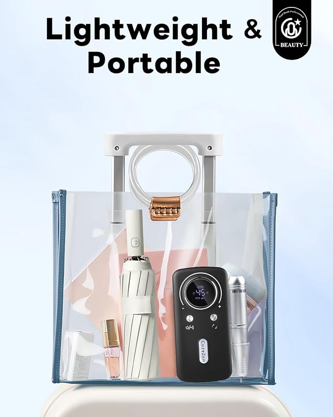 CozyZen Cordless Nail Drill Professional: 45000 RPM Rechargeable Electric Nail File Kit, Portable & Low Noise for Acrylic, Gel Nails, Manicure & Pedicure - Salon & Home Use-VivaGrace Women