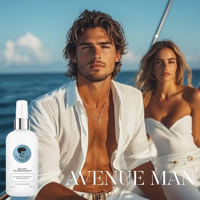 Avenue Man Sea Salt Spray for Men - Texturizing & Thickening Sea Salt Hair Spray for Men with Kelp and Brown Seaweed Extract - Paraben, Sulfate-Free - Add Volume and Texture Beach Hairspray 6.76 Oz-VivaGrace Women